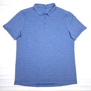 Lululemon Heather Blue Wicking Stretch Polo Shirt Golf Athelisure Casual Mens L
